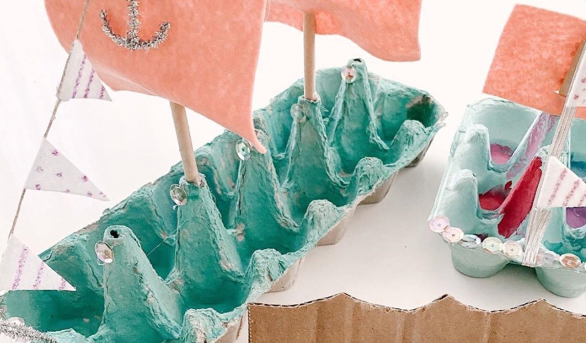 egg carton pirate ships diy