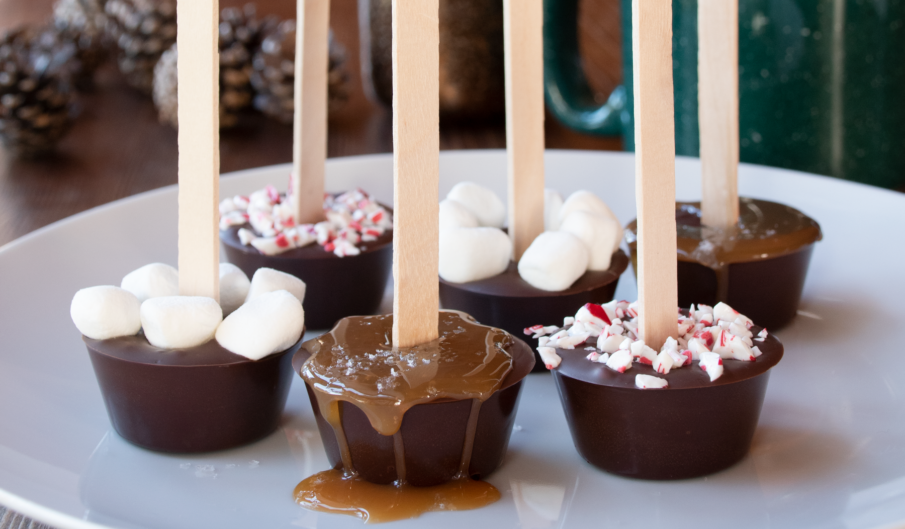 photo of 6 hot chocolate on a sticks