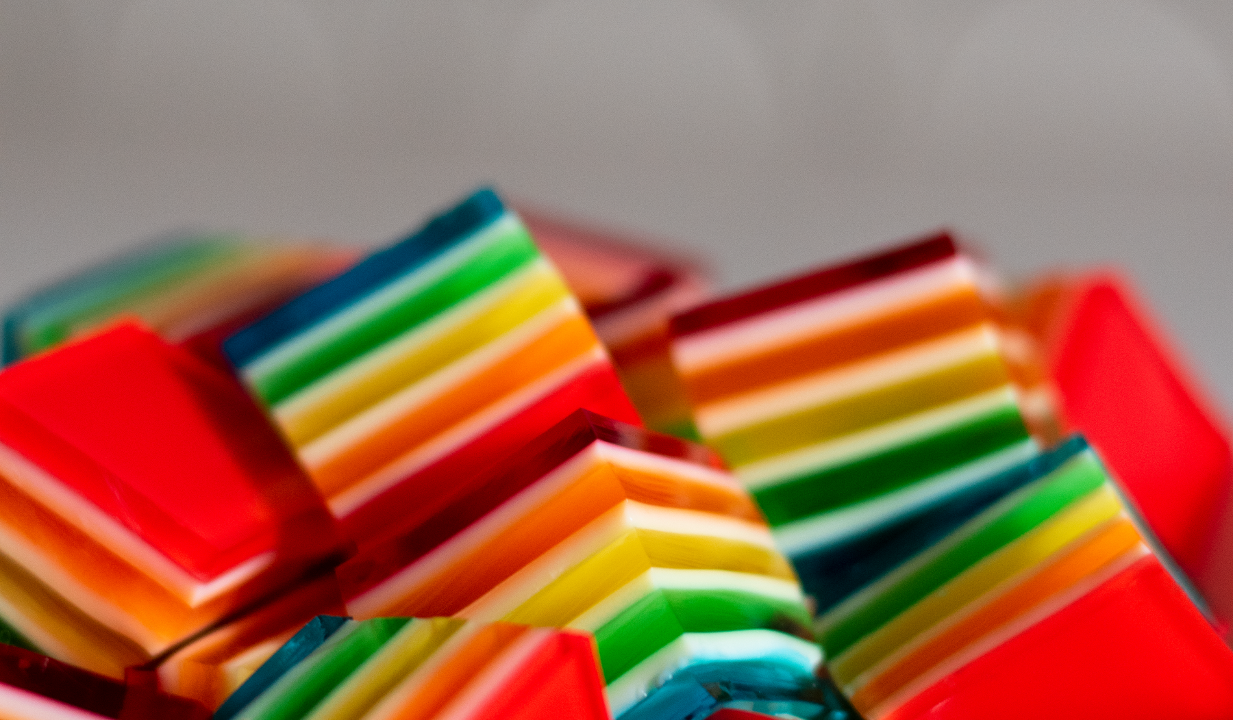 A Bright Rainbow Ribbon Jello Treat